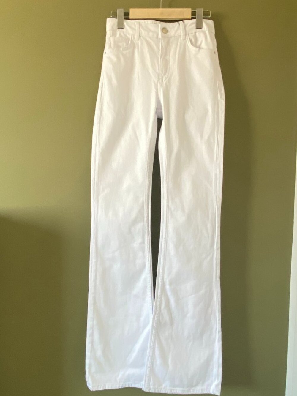Zara Womens Denim Bell Bottom Jeans Size 2 White High Rise Flare Leg NWT